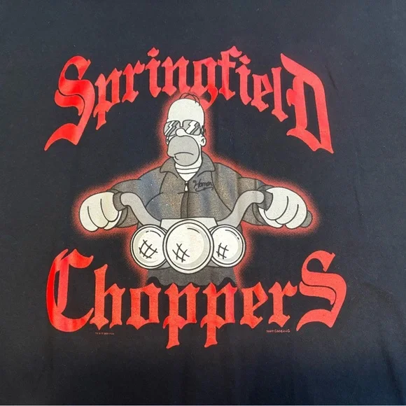 Vintage The Simpsons T Shirt Homer Springfield Choppers Y2K No Tag - Picture 2 of 6